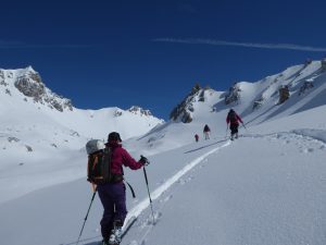 Leizel enjoying the uphill of ski touring
